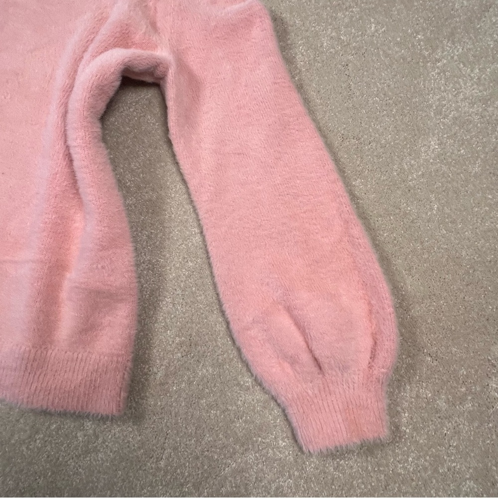 Lands' End Pink Soft Fuzzy Mock Neck Sweater Nylon/Cotton Blend Women's Large - Picture 3 of 12